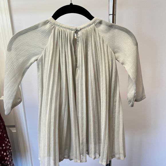 GAP Silver Pleated Babydoll Dress with 3/4 Raglan Sleeves - Picture 2 of 3